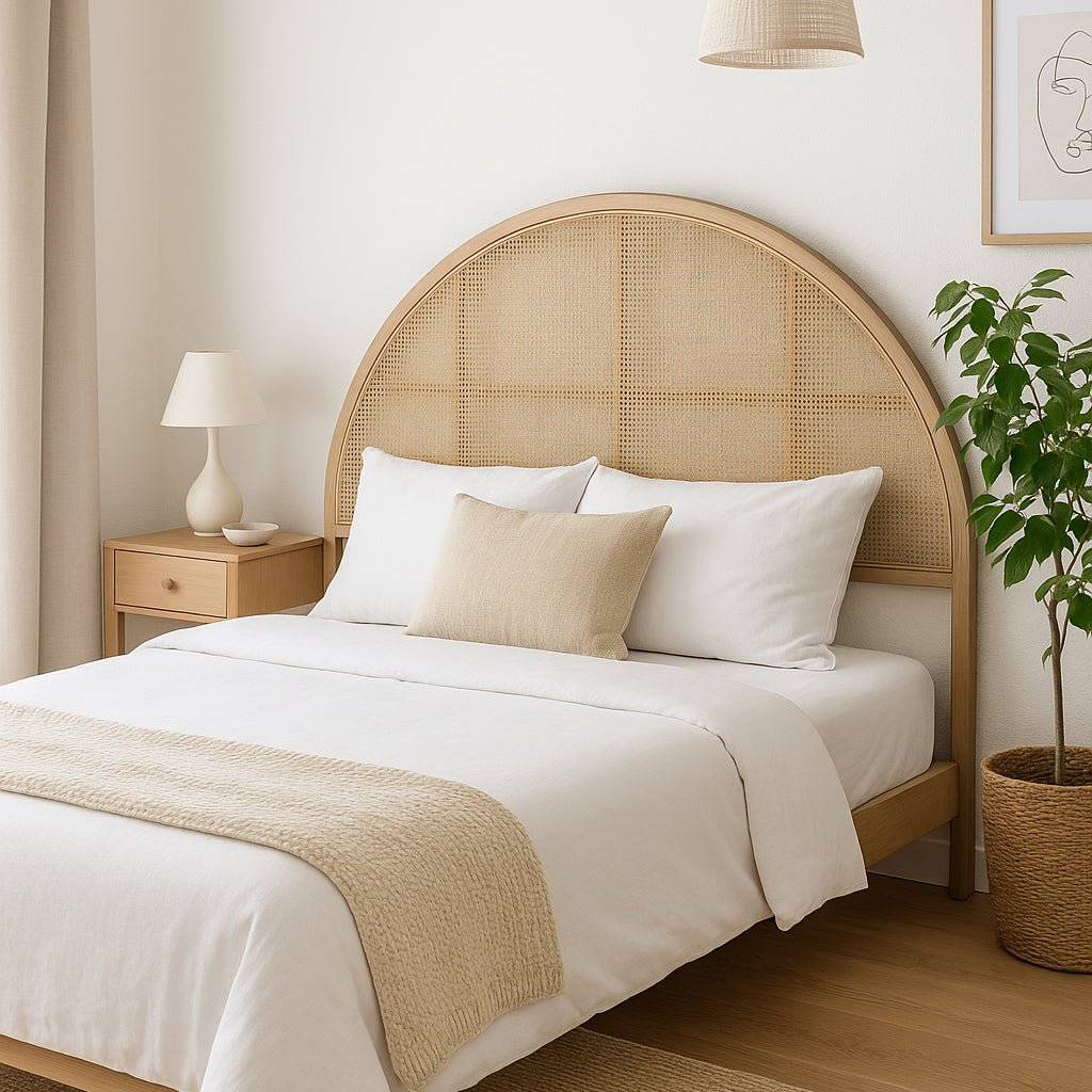 Cabeceira Cama Redonda Rattan 180x3,5x120 SERENA - Gato Preto