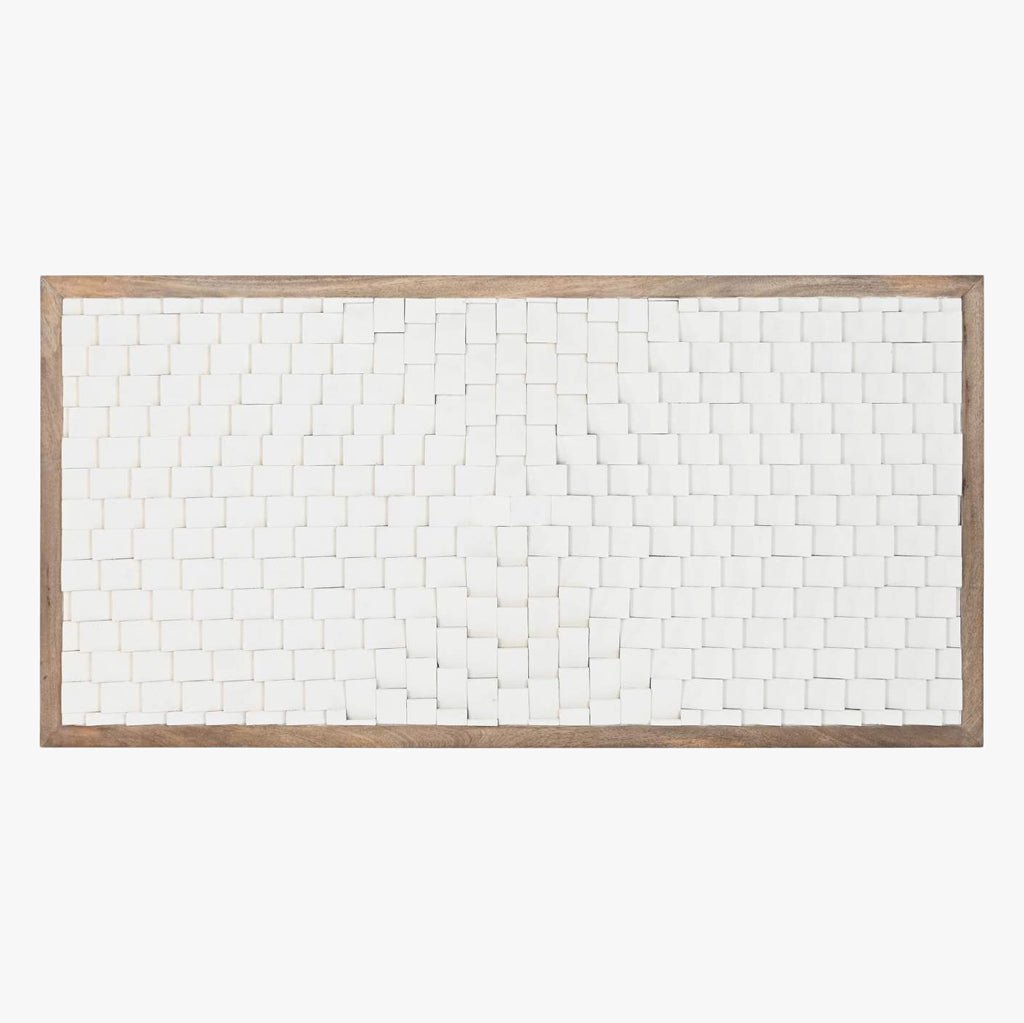 Cabeceira Cama Retangular Madeira Detalhe em Branco 180x5x90 SERENA - Gato Preto