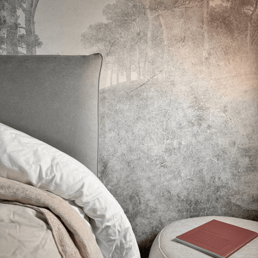 Cabeceira estofada cinza Maia - Gato Preto