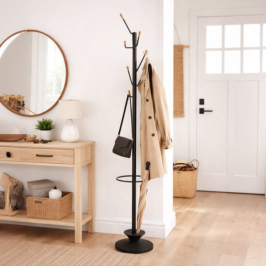 Cabide de Pé com Suporte Preto 185x30 PARNASO - Gato Preto