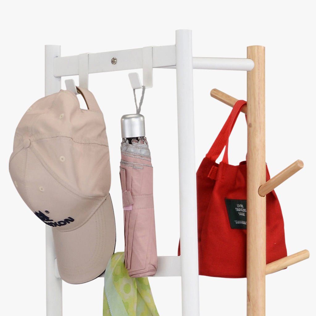 Cabide Pé Branco com Madeira Natural 45x162 OLIMPO - Gato Preto