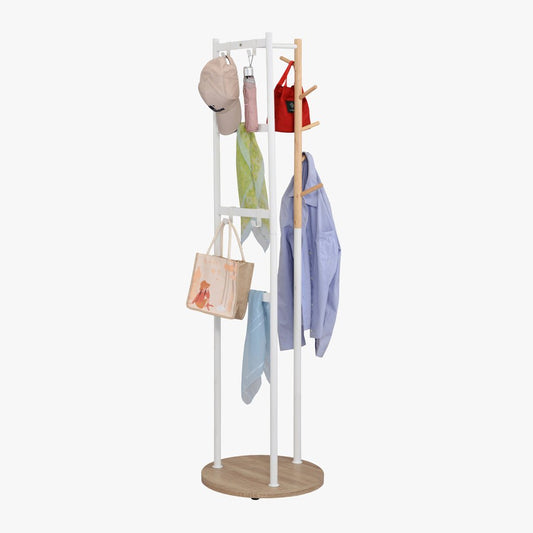 Cabide Pé Branco com Madeira Natural 45x162 OLIMPO - Gato Preto