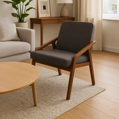 Cadeira Cinzenta com Braços RIGA - Gato Preto