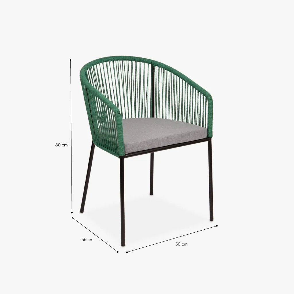 Cadeira corda verde 56x50x80cm TULUM - Gato Preto