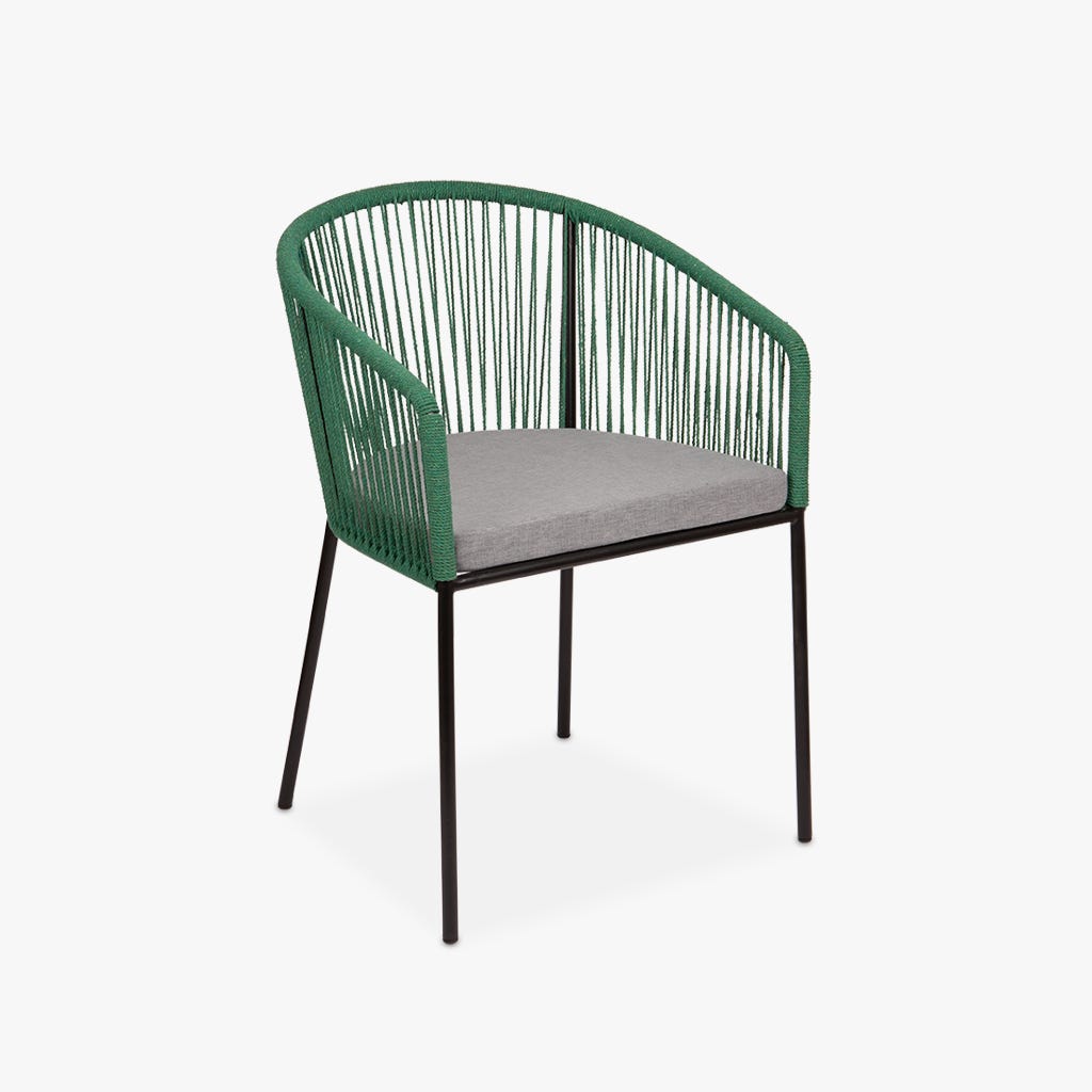 Cadeira corda verde 56x50x80cm TULUM - Gato Preto