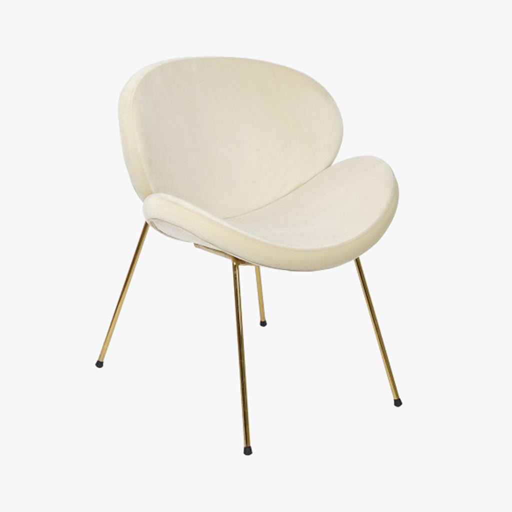 Cadeira Curva Bege | Veludo & Pés Dourados | Velisse - Gato Preto