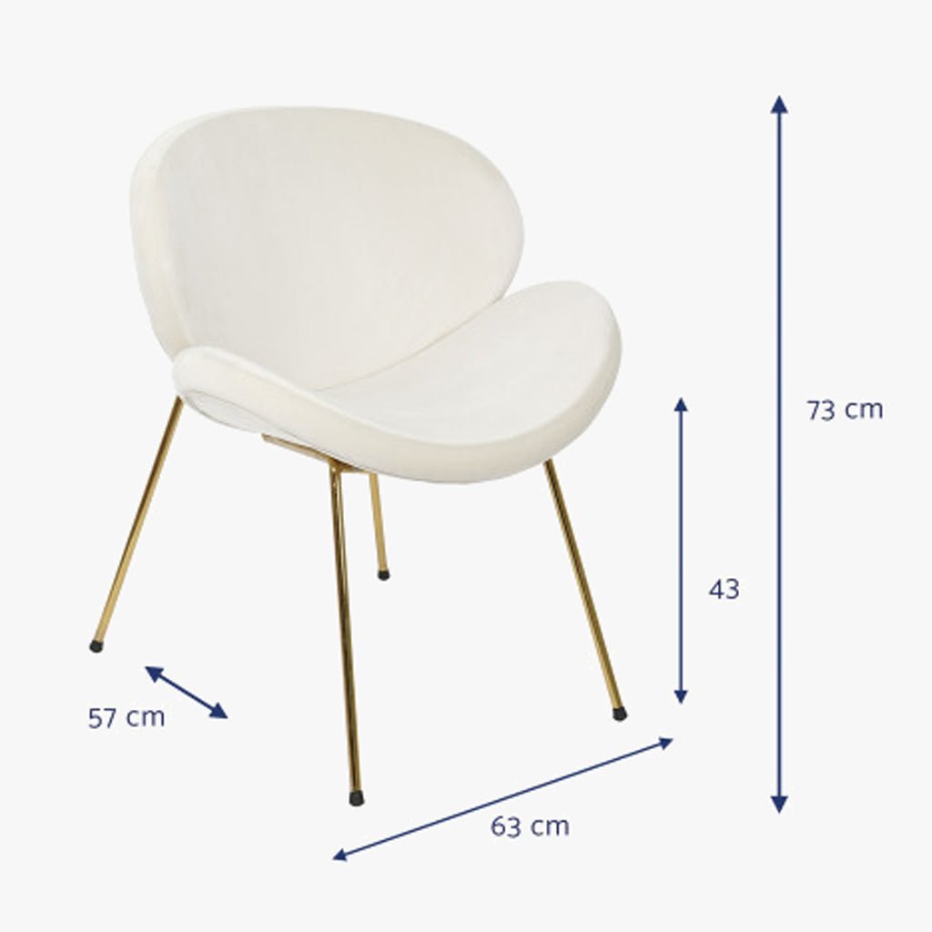 Cadeira Curva Bege | Veludo & Pés Dourados | Velisse - Gato Preto