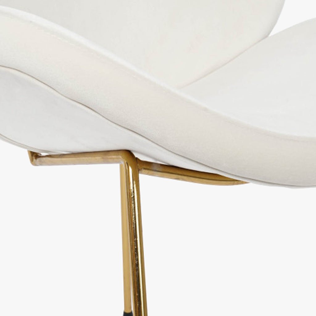 Cadeira Curva Branca | Veludo & Pés Dourados | Velisse - Gato Preto