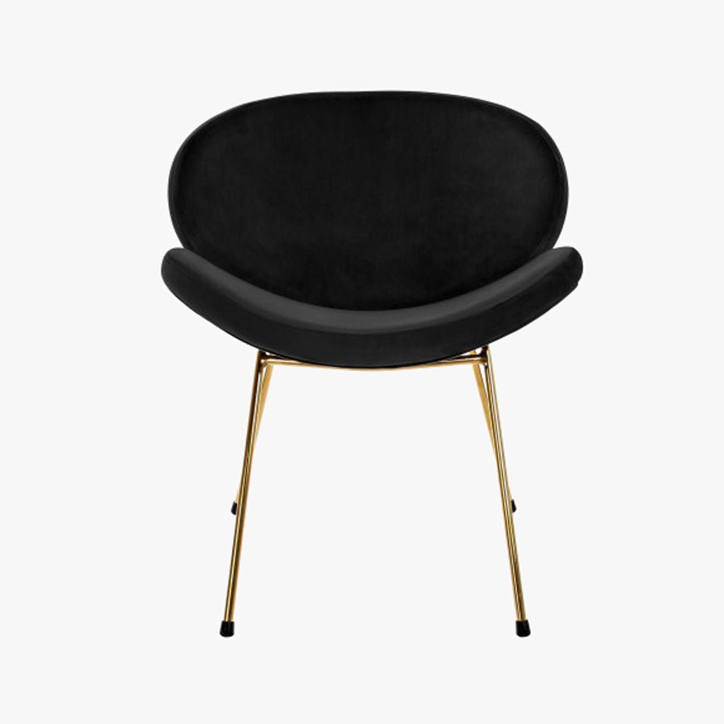Cadeira Curva Preta | Veludo & Pés Dourados | Velisse - Gato Preto