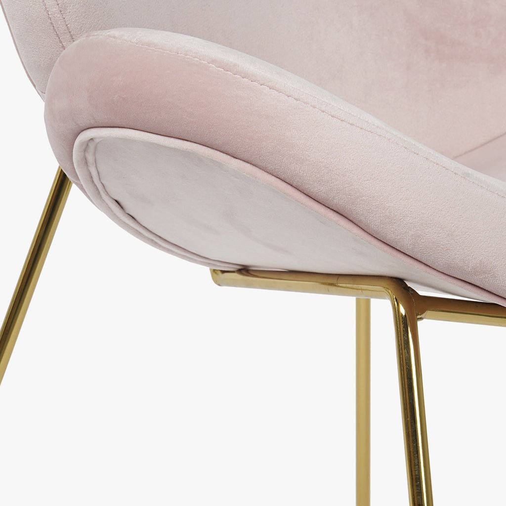 Cadeira Curva Rosa | Veludo & Pés Dourados | Velisse - Gato Preto