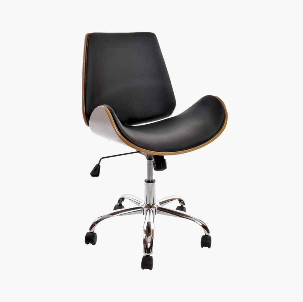 Cadeira de Escritório Preta com Madeira 52x58,5x98 NÓRDIS - Gato Preto