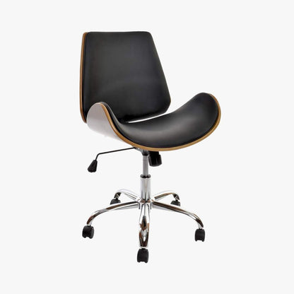 Cadeira de Escritório Preta com Madeira 52x58,5x98 NÓRDIS - Gato Preto