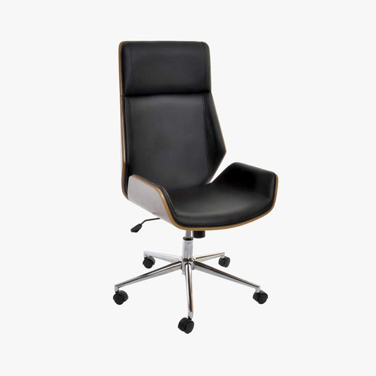 Cadeira de Escritório Preta com Madeira 60x65,5x118 NÓRDIS - Gato Preto