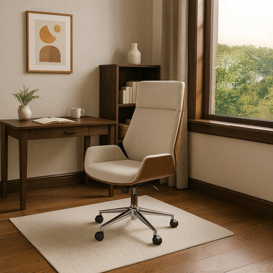 Cadeira de Escritório Tecido Bege com Madeira 60x65,5x118 NÓRDIS - Gato Preto