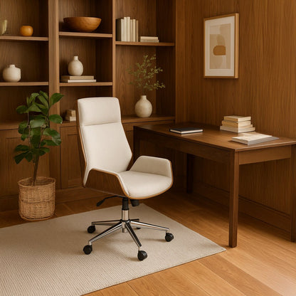 Cadeira de Escritório Tecido Bege com Madeira 60x65,5x118 NÓRDIS - Gato Preto