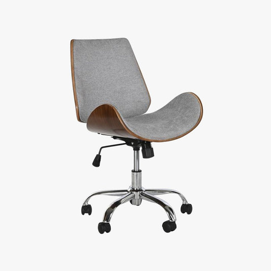 Cadeira de Escritório Tecido Cinza com Madeira 52x58,5x98 NÓRDIS - Gato Preto