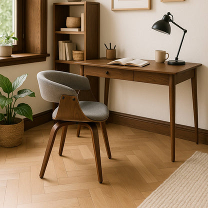 Cadeira de Escritório Tecido Cinza e Estrutura em Madeira 61x46x78 NÓRDIS - Gato Preto