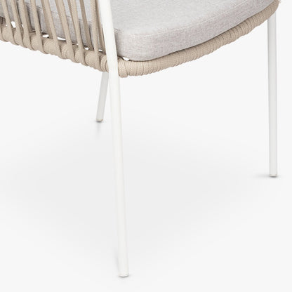 Cadeira de Metal Branco com Corda Bege FORMENTERA - Gato Preto
