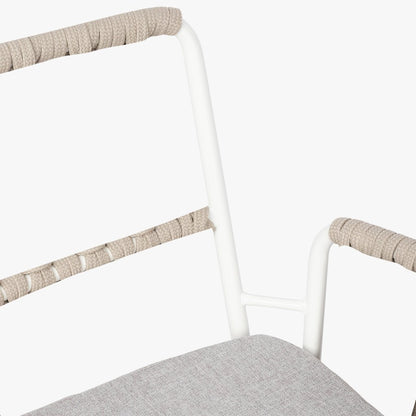 Cadeira de Metal Branco com Corda Bege FORMENTERA - Gato Preto