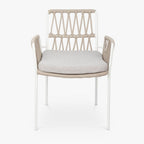Cadeira de Metal Branco com Corda Bege FORMENTERA - Gato Preto