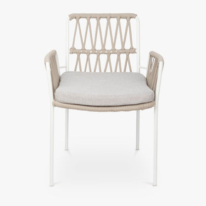 Cadeira de Metal Branco com Corda Bege FORMENTERA - Gato Preto