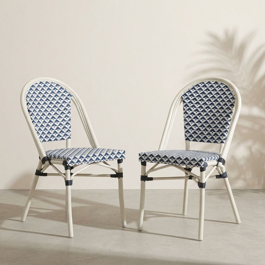 Cadeira de Exterior Metal Branco e Azul 46x57x88 | Gato Preto