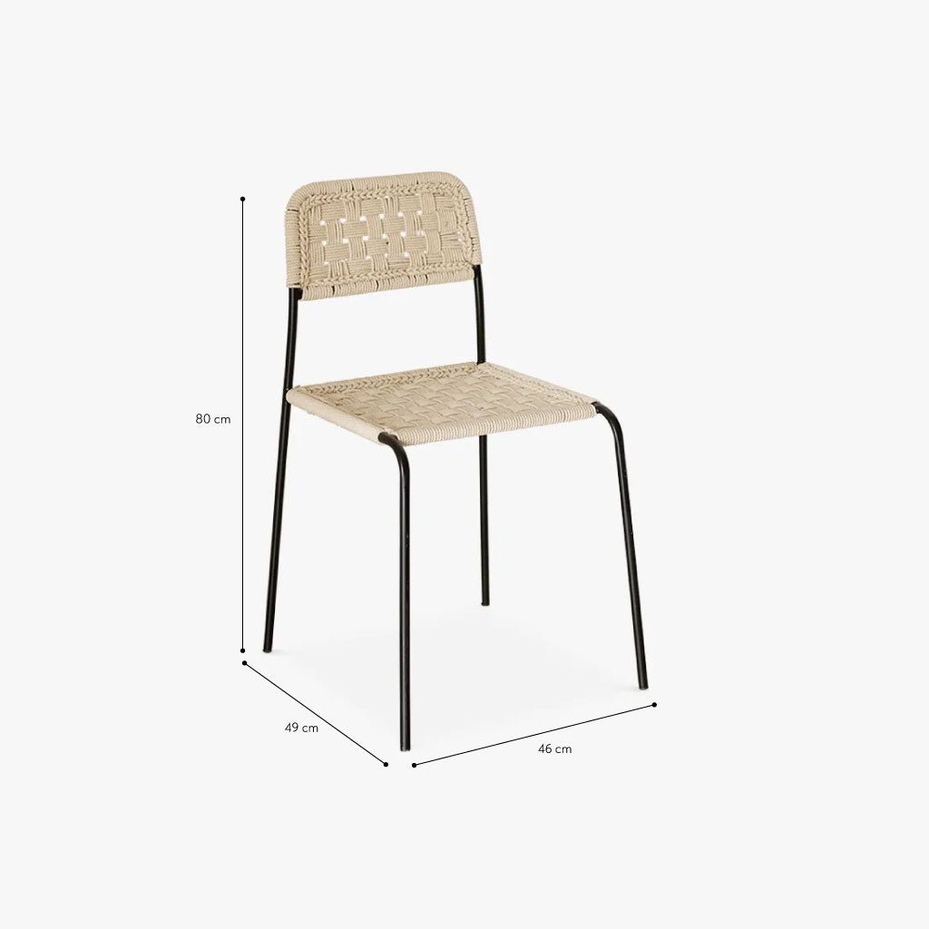 Cadeira de Metal e Corda Natural TULUM - Gato Preto