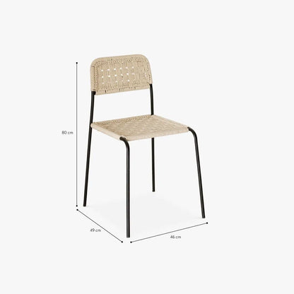 Cadeira de Metal e Corda Natural TULUM - Gato Preto