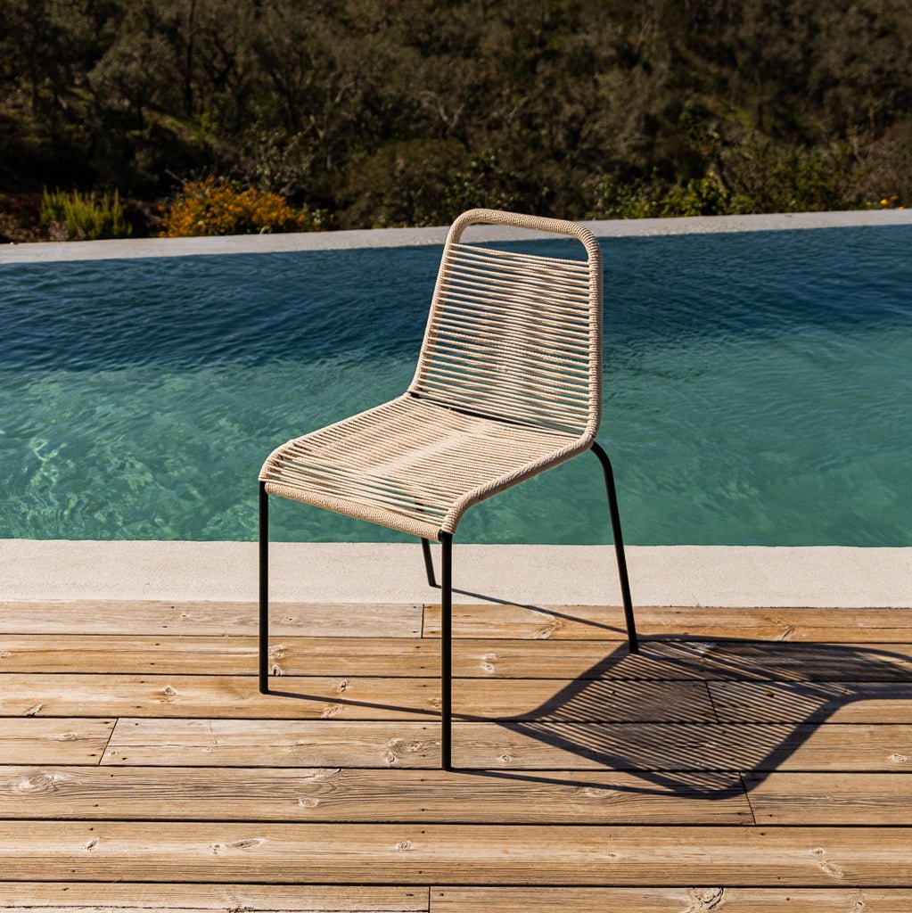 Cadeira de Metal e Corda Natural TULUM - Gato Preto