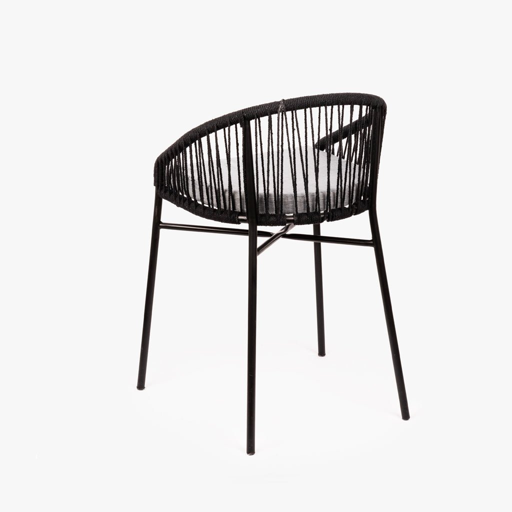 Cadeira de Metal e Corda Preta TULUM - Gato Preto