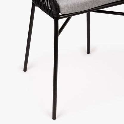 Cadeira de Metal e Corda Preta TULUM - Gato Preto