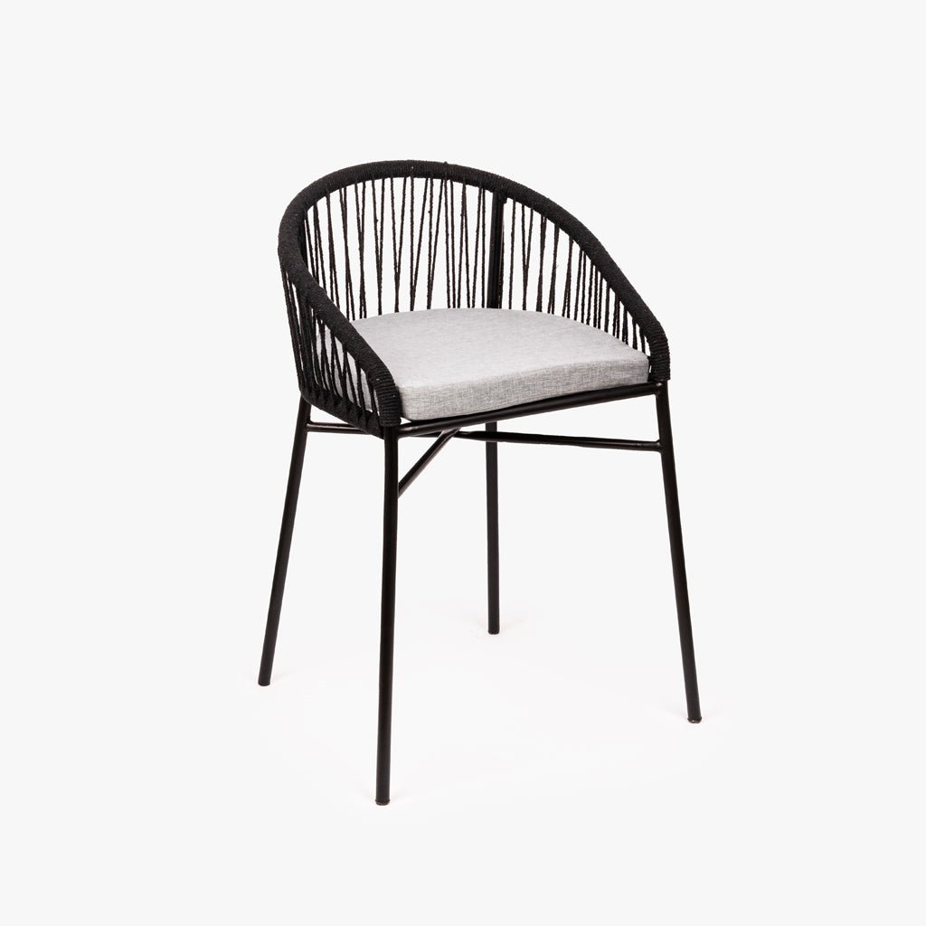 Cadeira de Metal e Corda Preta TULUM - Gato Preto