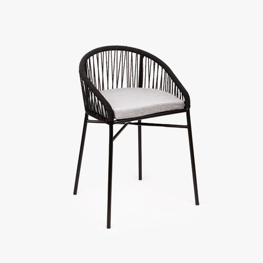 Cadeira de Metal e Corda Preta TULUM - Gato Preto