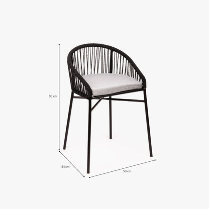 Cadeira de Metal e Corda Preta TULUM - Gato Preto