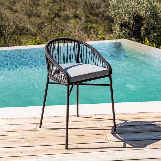 Cadeira de Metal e Corda Preta TULUM - Gato Preto