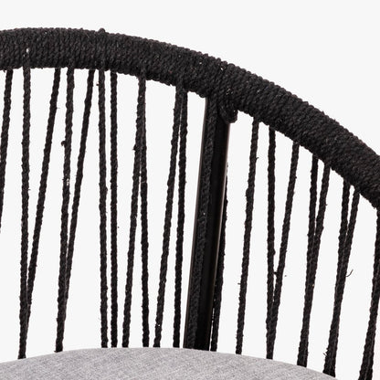 Cadeira de Metal e Corda Preta TULUM - Gato Preto