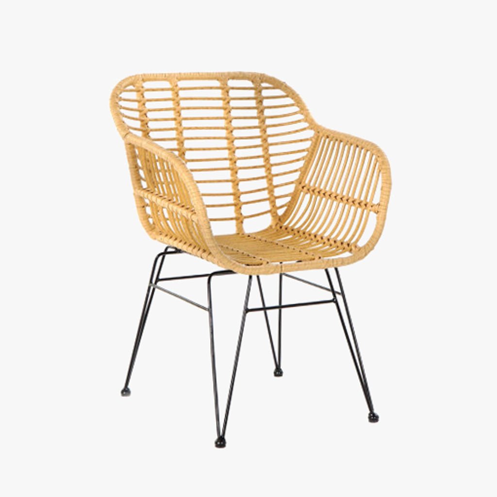 Cadeira de Metal e Rattan Amarela 57x62x81 SIESTA - Gato Preto