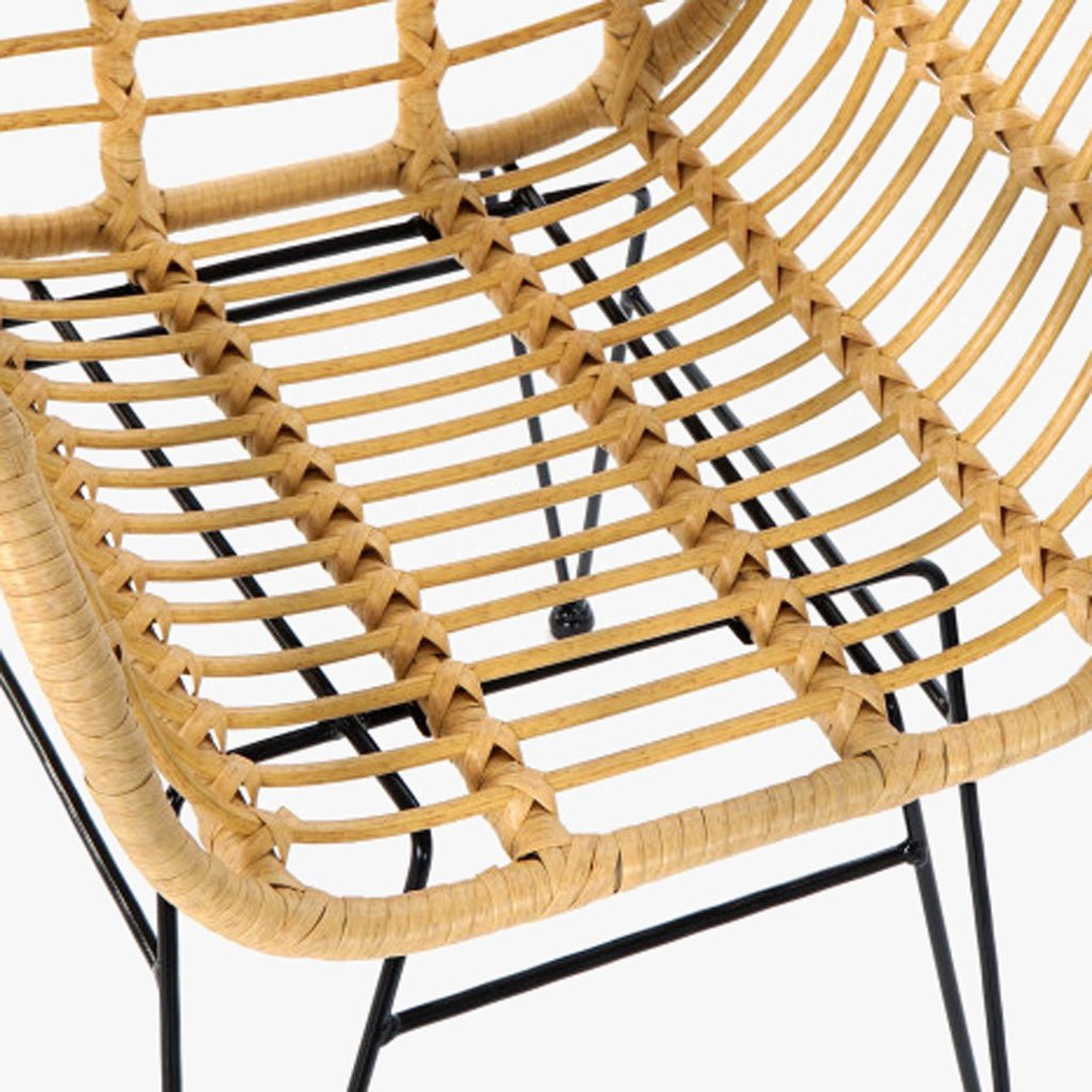 Cadeira de Metal e Rattan Amarela 57x62x81 SIESTA - Gato Preto
