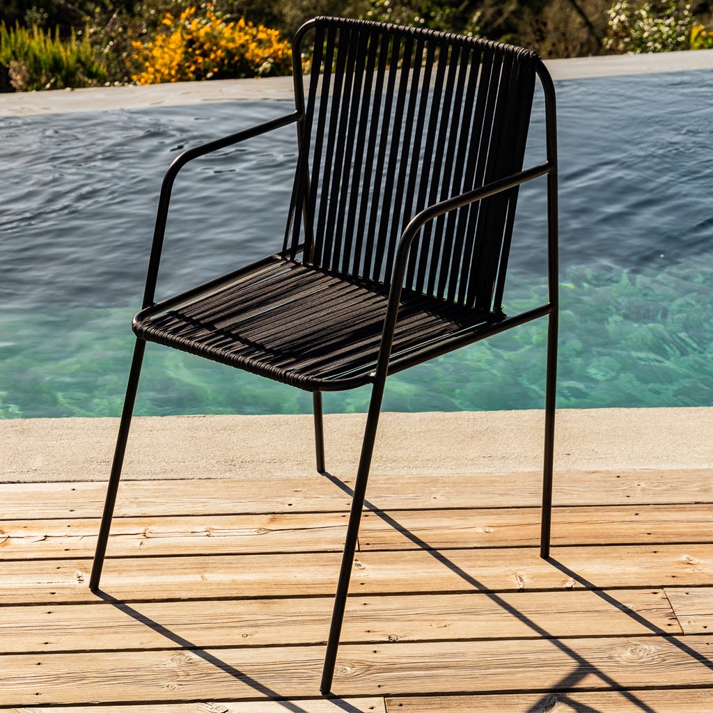 Cadeira de Metal Fitas Preta TULUM - Gato Preto