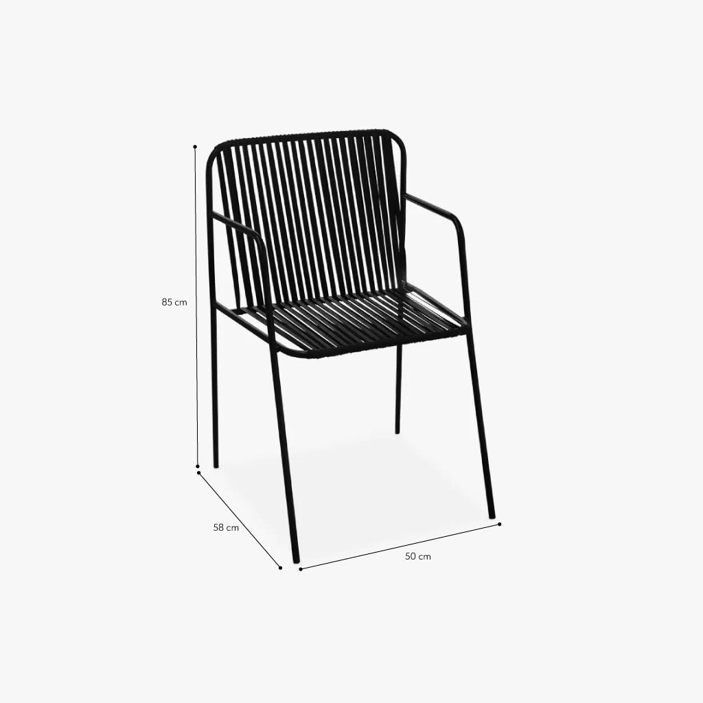 Cadeira de Metal Fitas Preta TULUM - Gato Preto