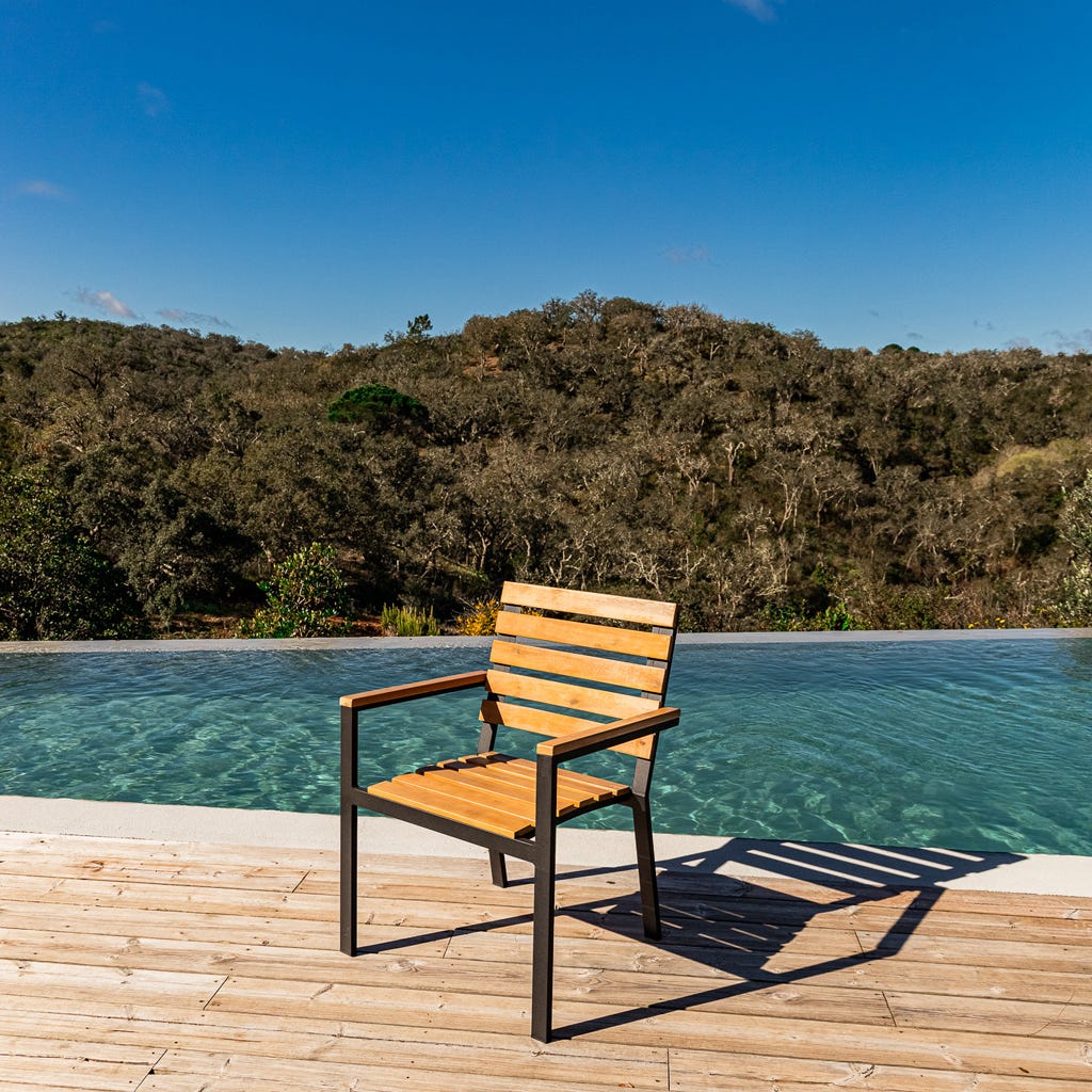 Cadeira de Metal Preto e Madeira ETOSHA - Gato Preto