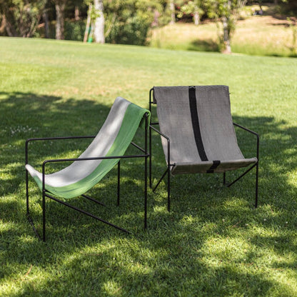 Cadeira em Metal e Tecido Branco e Verde MIRISSA - Gato Preto