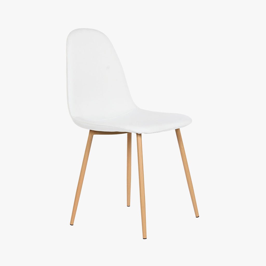 Cadeira em Tecido Branco com Pés Efeito Madeira 44X51X85 EAMES - Gato Preto
