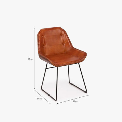 Cadeira Pele com Estrutura em Metal Preto MOGADOR - Gato Preto