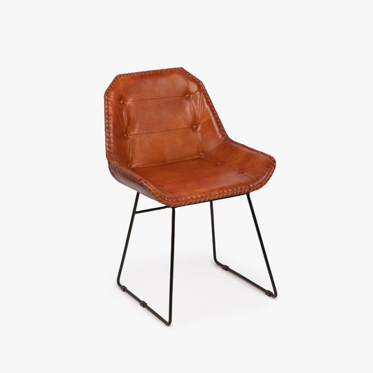 Cadeira Pele com Estrutura em Metal Preto MOGADOR - Gato Preto