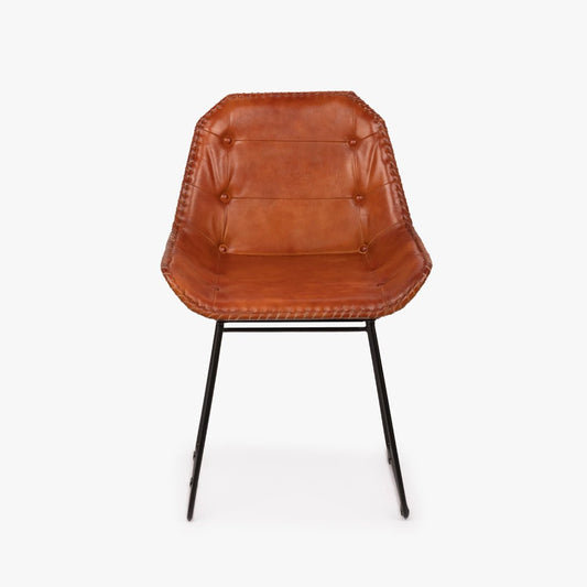 Cadeira Pele com Estrutura em Metal Preto MOGADOR - Gato Preto