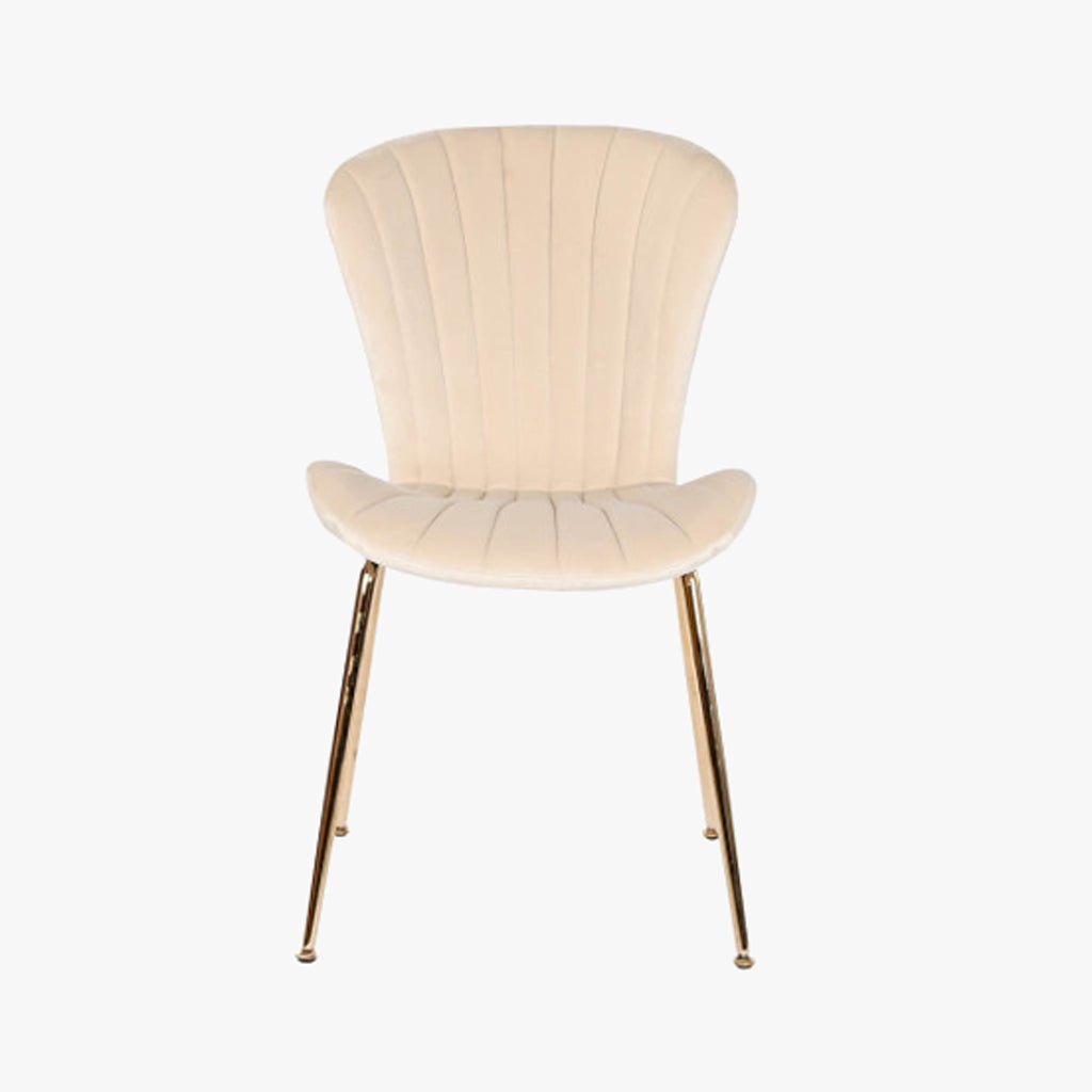 Cadeira Sem Braços Bege | Veludo & Pés Dourados | Velisse - Gato Preto