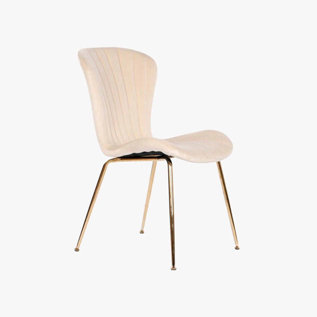 Cadeira Sem Braços Bege | Veludo & Pés Dourados | Velisse - Gato Preto