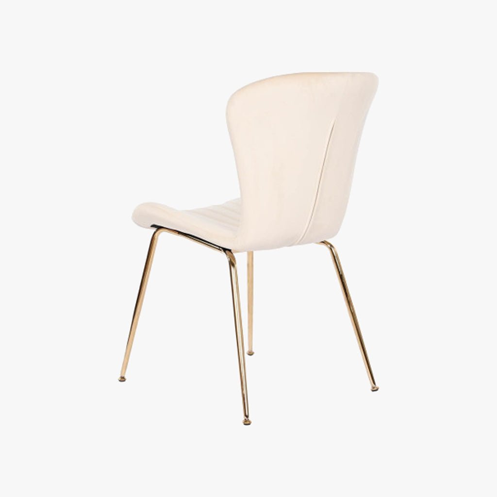 Cadeira Sem Braços Bege | Veludo & Pés Dourados | Velisse - Gato Preto