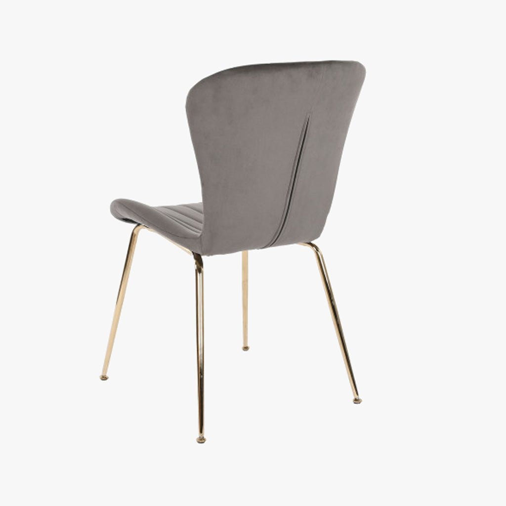 Cadeira Sem Braços Cinza | Veludo & Pés Dourados | Velisse - Gato Preto